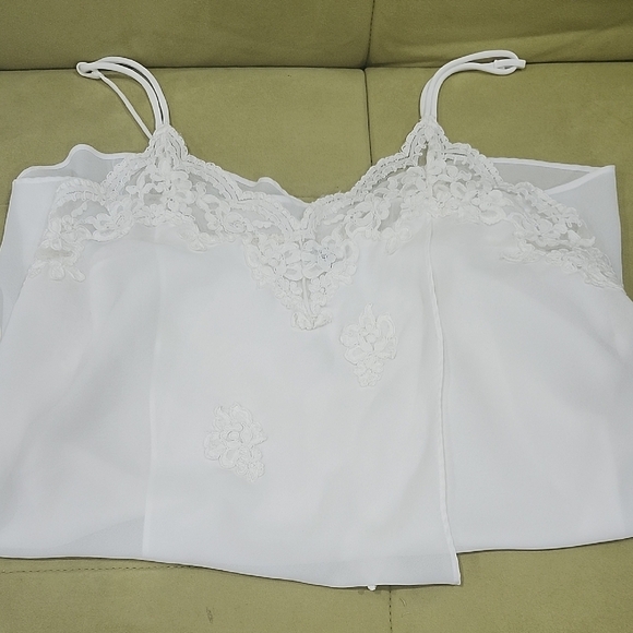 Vintage Novel Lingerie Mini Dress White Open Front and Embroidered - Picture 3 of 5